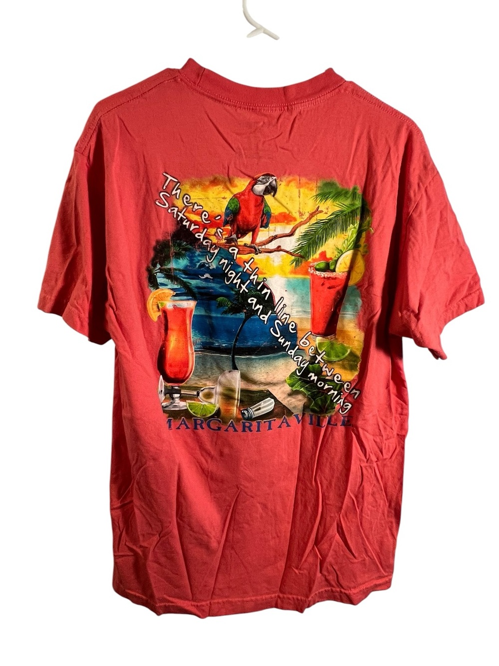 Margaritaville Unisex Size Large T-Shirt Grand Turk, B.W.I. Coral Pink Short Slv